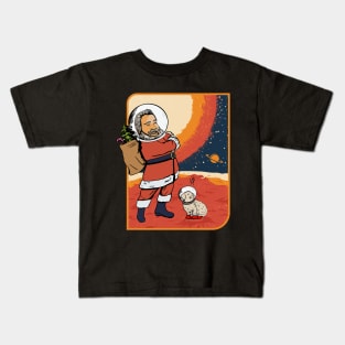 Funny Dogs And Santa Claus Outsite The Earth Kids T-Shirt